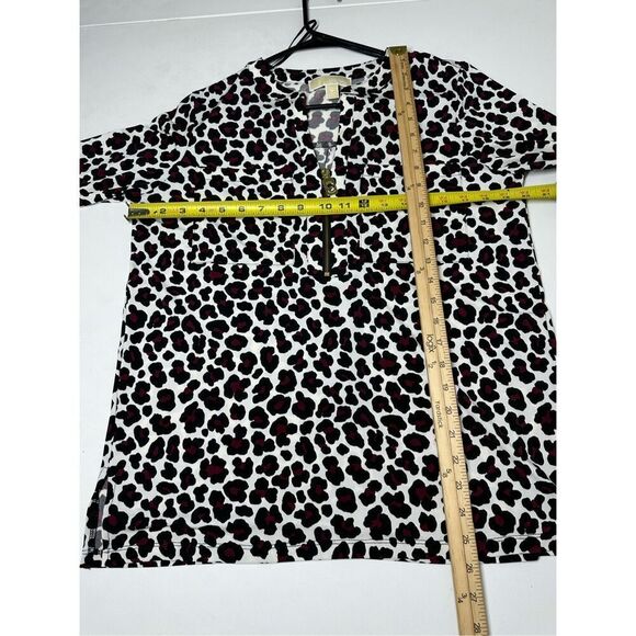 Michael Kors Leopard Burgundy Tie Sleeve Blouse Size M - Picture 9 of 12